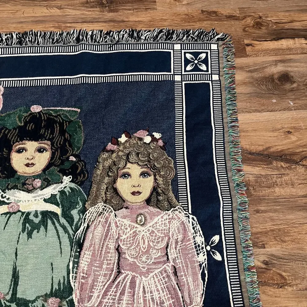 Chatham Vintage Collectors Porcelain Dolls Woven Throw Blanket